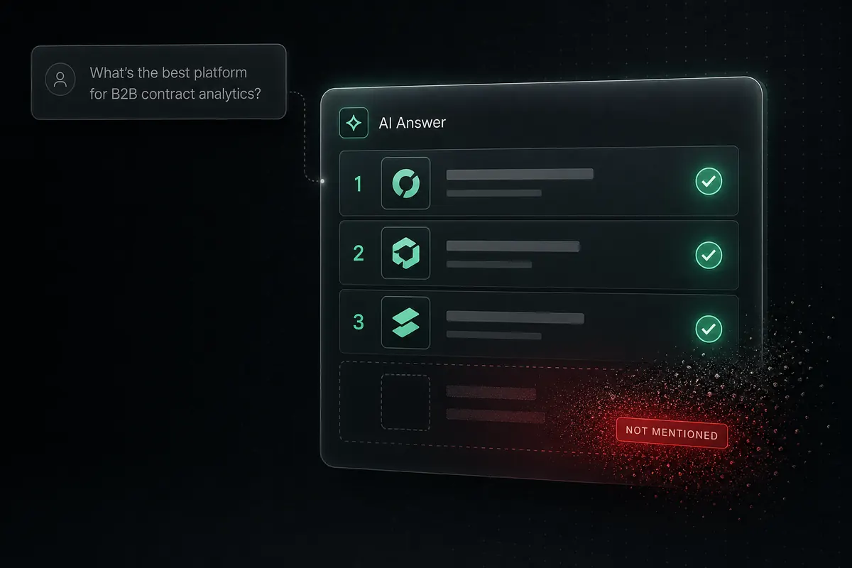 AI answer recommending three competitors while your SaaS is left off the shortlist